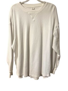 Aritzia Wilfred Free Long Sleeve Thermal Waffle Top Women’s Small White  Cotton